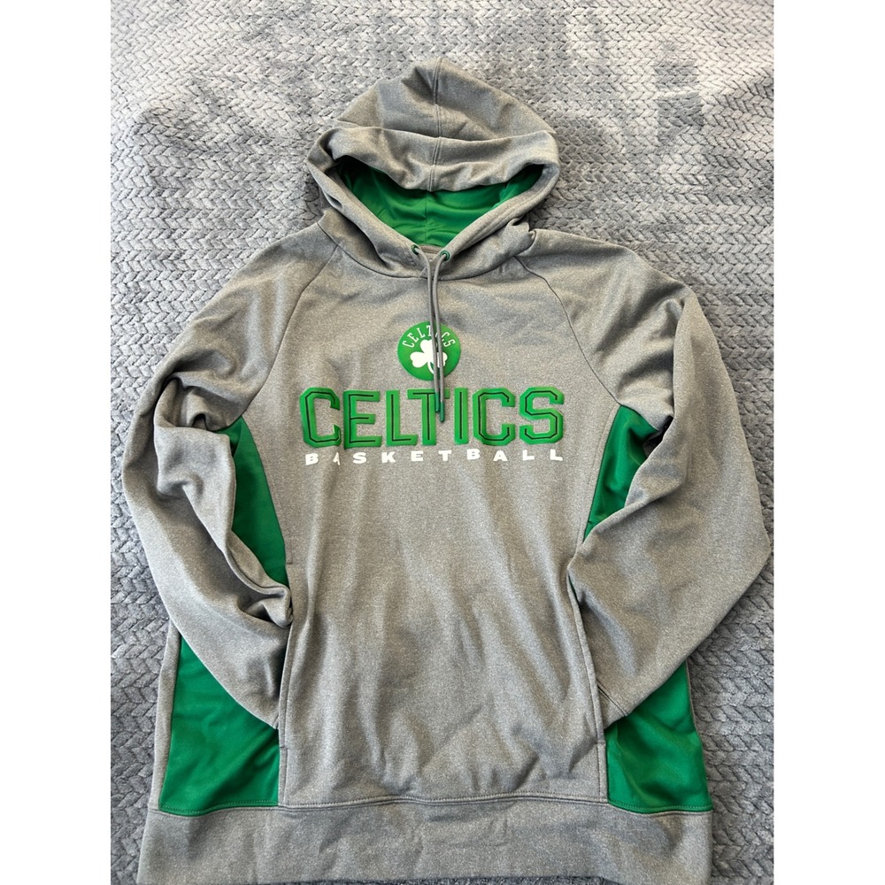 NBA‎ Boston Celtics Basketball Hoodie Grey Green Mens Medium Pullover Sweatshirt